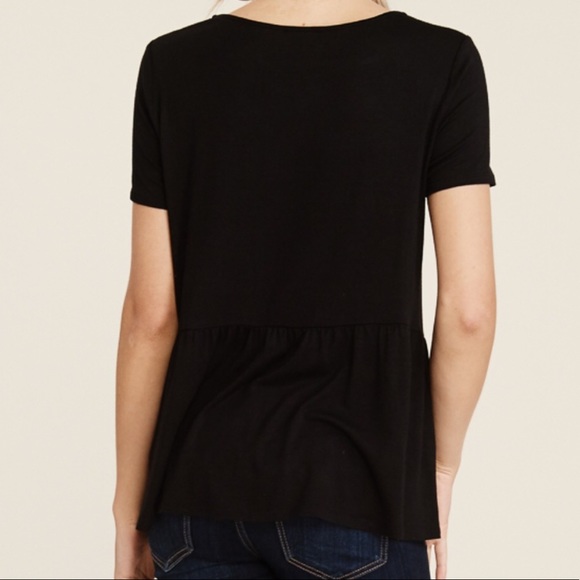 Cross neck tee with peplum detail - Picture 4 of 5